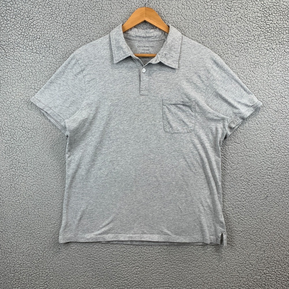 OUTERKNOWN Gray Polo Shirt Pocket Short Sleeve Mens Size Large
